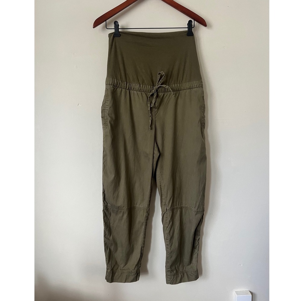 Maternity Olive Green High Waist Belly Band Jogger Pants Utility Cargo S